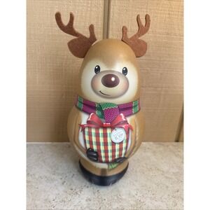 Russell Stover 100th Anniversary Christmas Deer Felt Ears 10 inch Metal 2 pieces
